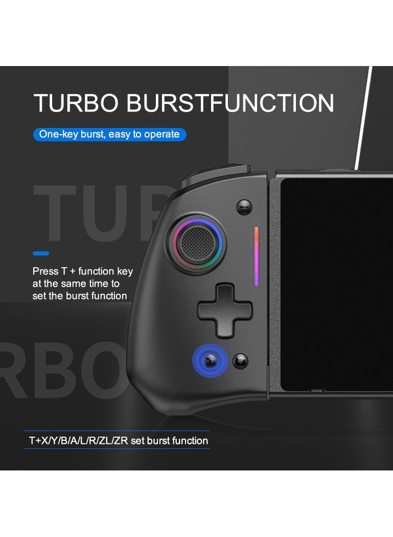 Classic Gamepad LinYuvo Joy Con Bluetooth Game Controller Compatible with Switch, Switch Lite, Switch OLED Color RGB Light Six-Axis Gyroscope Turbo Function Adjustment Dual Vibration Black