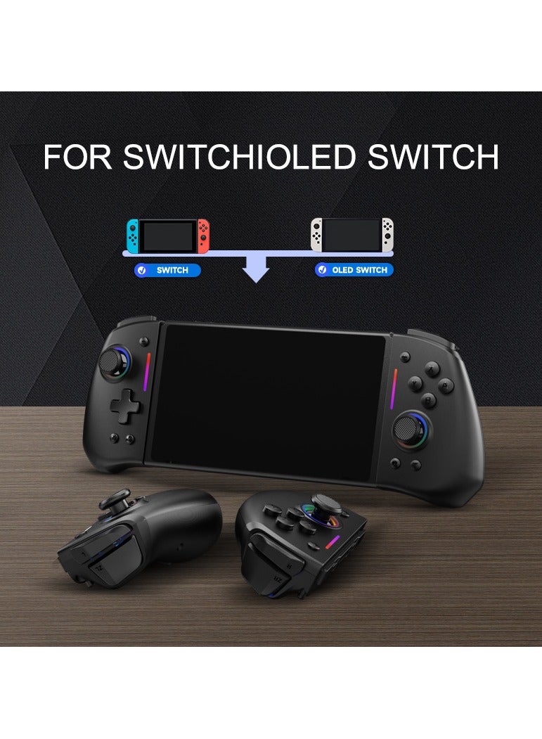 Classic Gamepad LinYuvo Joy Con Bluetooth Game Controller Compatible with Switch, Switch Lite, Switch OLED Color RGB Light Six-Axis Gyroscope Turbo Function Adjustment Dual Vibration Black