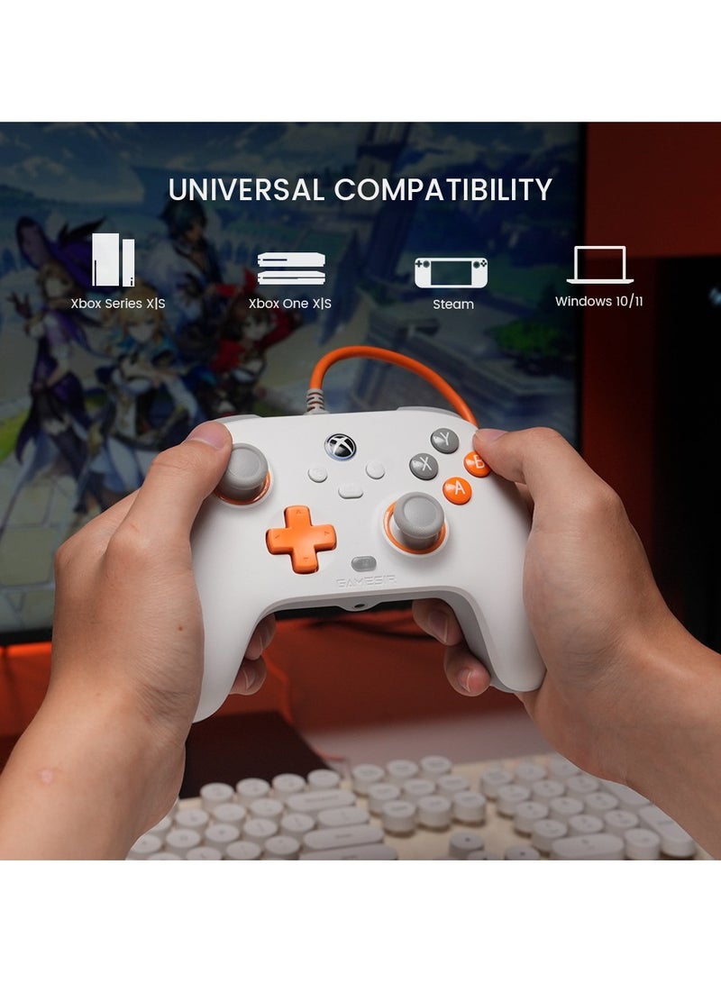 Professional Gamepad GameSir T7 Wired Game Controller for Xbox, PC, Steam, Plug and Play with Hall Effect Joysticks/Hall Trigger Creamsicle White