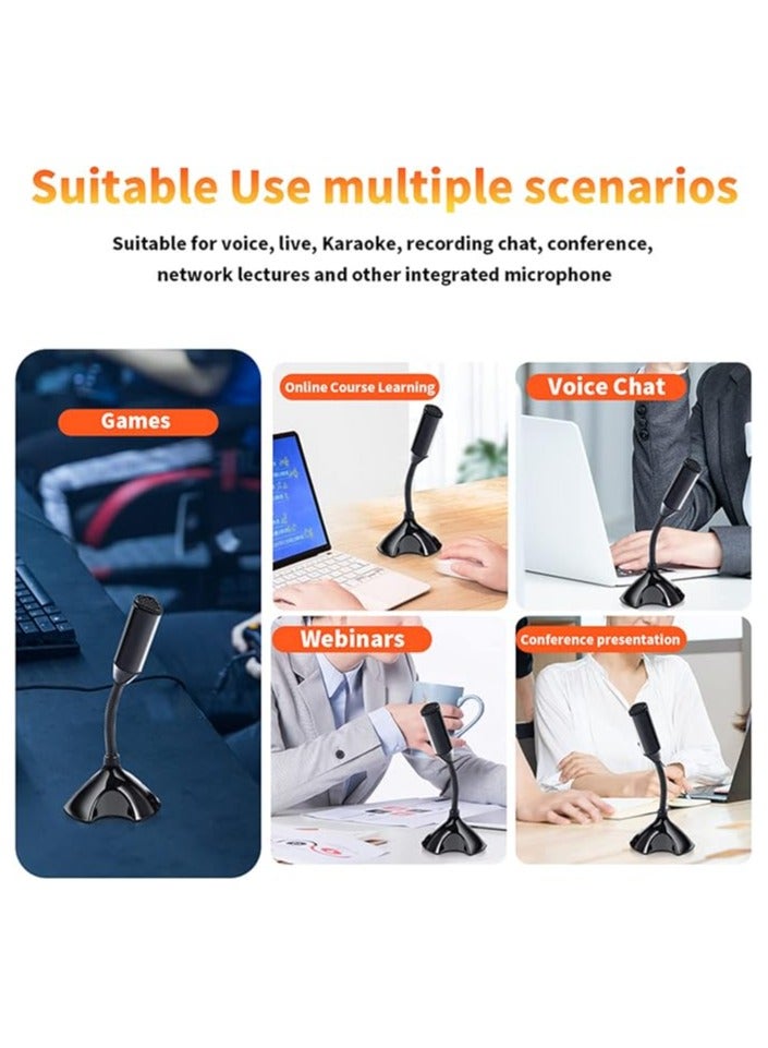 USB Microphone for laptop and Computers Adjustable Studio Singing Gaming Streaming Mikrofon Stand Mic With Holder Desktop (Black)