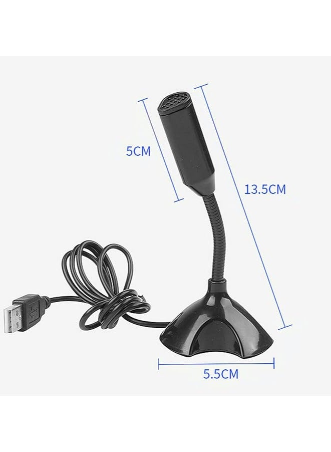 USB Microphone for laptop and Computers Adjustable Studio Singing Gaming Streaming Mikrofon Stand Mic With Holder Desktop (Black)