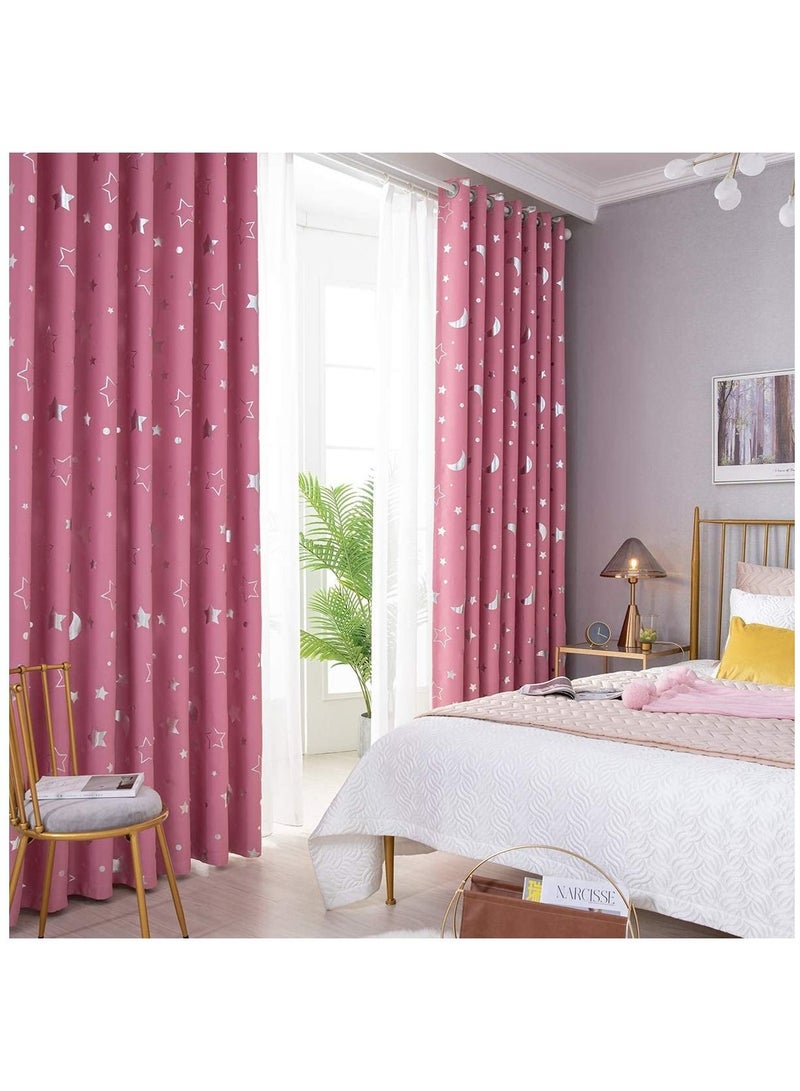 2Pieces Thermal Insulated Grommet Blackout Curtains for Bedroom Darkening Curtains for Living Room Basics Room Darkening Blackout Window Curtains Top is Eyelets Set