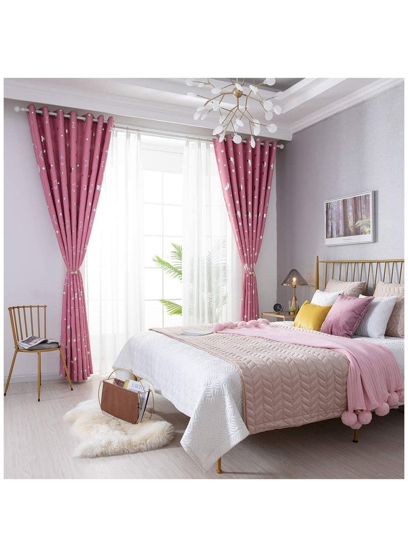 2Pieces Thermal Insulated Grommet Blackout Curtains for Bedroom Darkening Curtains for Living Room Basics Room Darkening Blackout Window Curtains Top is Eyelets Set