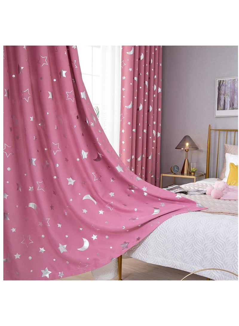 2Pieces Thermal Insulated Grommet Blackout Curtains for Bedroom Darkening Curtains for Living Room Basics Room Darkening Blackout Window Curtains Top is Eyelets Set