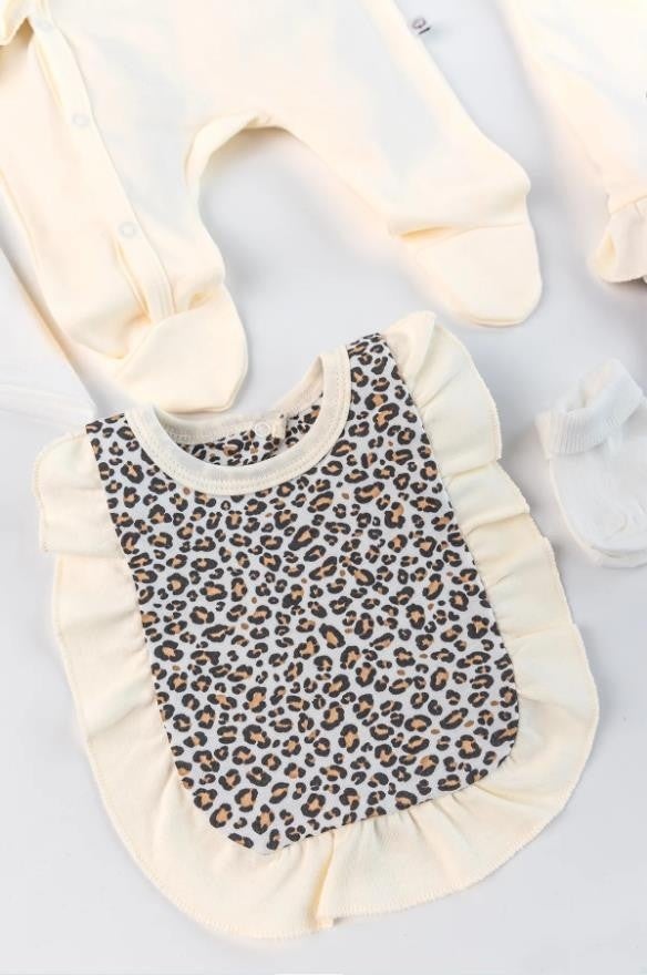 Leopard Pattern Baby Girl Newborn 8-Piece Romper Set 0-3 Months Gift Hospital Delivery 5016