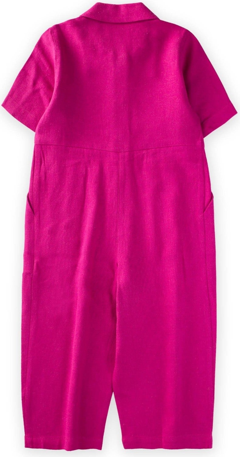 Waist Pleated Jumpsuit Fuchsia