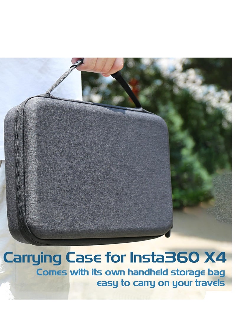 Carry Case for Insta360 X4 Action Camera, Large Capacity Portable Hard Shell Travel Storage Bag, Drop-Proof Protective Bag, Anti-Shock Compact Nylon Hard Case for Insta360 X4 Accessories Kit