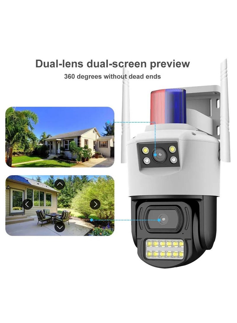 Dual Lens 8MP 4G SIM IP Camera - Waterproof Smart Home Security Camera with Night Vision, Auto Tracking, and Alarm System