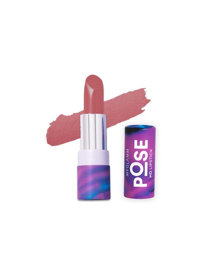 Pose Hd Lipstick-Muted Coral (Pink)-4 Gm | Matte Lipstick | Enriched With Moringa Oil & Vitamin E | Long-Lasting & Moisturising