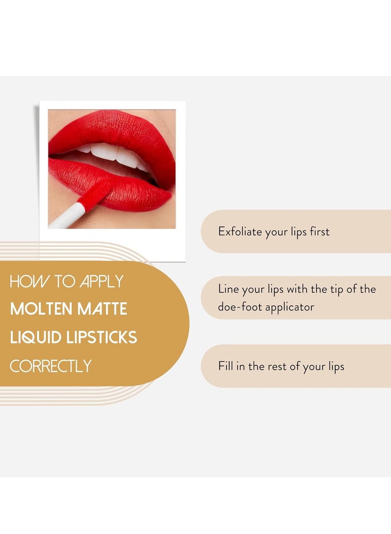 NATASHA MOOR: Molten Matte Liquid Lipstick - Long-Lasting, Hydrating, Matte Finish with Moisturizing Vitamin E - Waterproof, - 12-Hour Stay Power - WILLPOWER