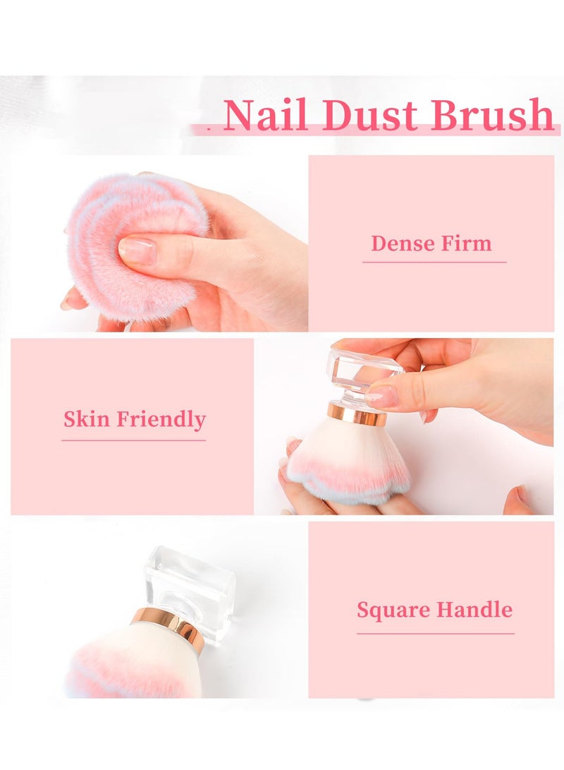 Nail Dust Brush Set, 2Pcs Crystal Base Nail Art Dust Powder Remover Brushes, Soft Cleaner Brush, Makeup Brushes Manicure Brush Clean Up Tools Nail Art Brush, for Makeup and French Gel Acrylic Nails