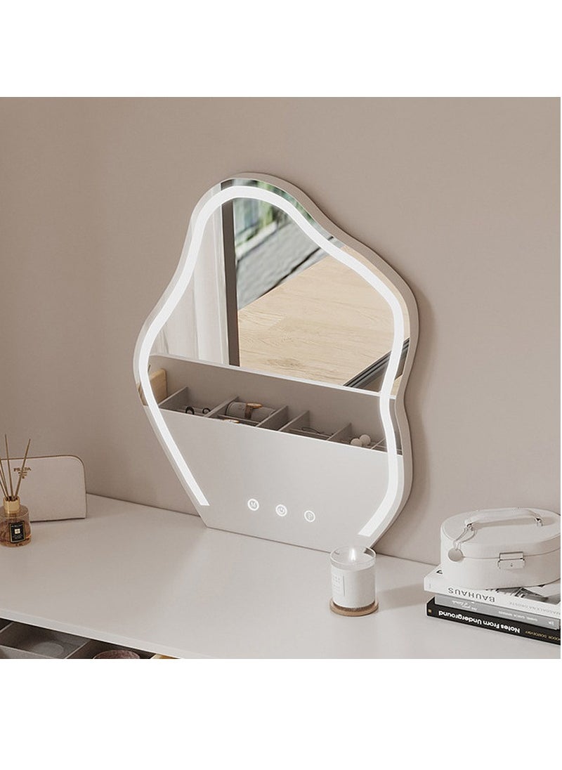 Vanity Mirror with LED Lights Strip 45X55CM Irregular Cloud Mirror, Lighted Makeup Mirror with Dimmable 3 Light Modes Vanity Mirror for Tabletop or Wall-Mounted Bedroom Dormitory
