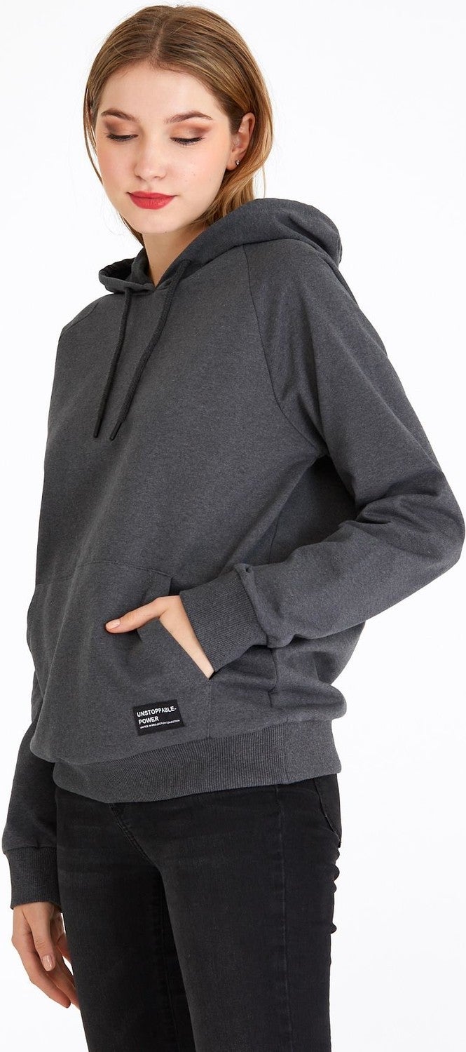 Women's Anthracite Hooded Basic Knitted Sweatshirt