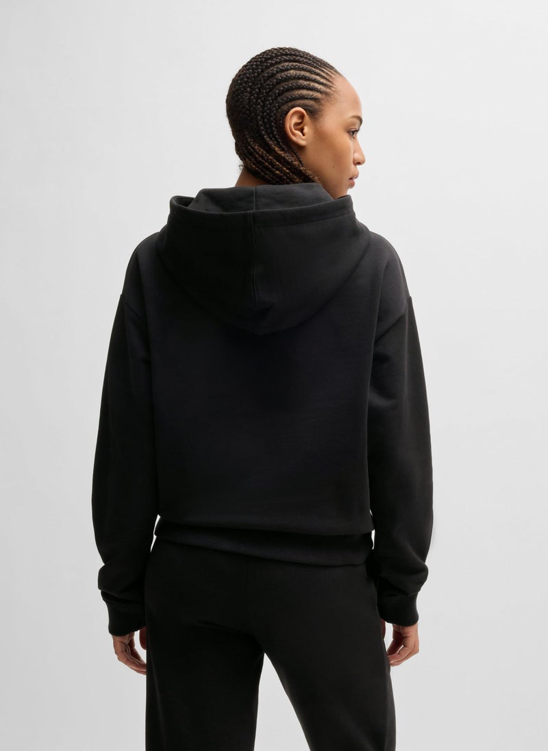 Cotton-terry hoodie with stacked logo and kangaroo pocket