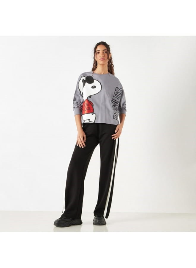 Snoopy Print Sweatshirt with Crew Neck and Long Sleeves