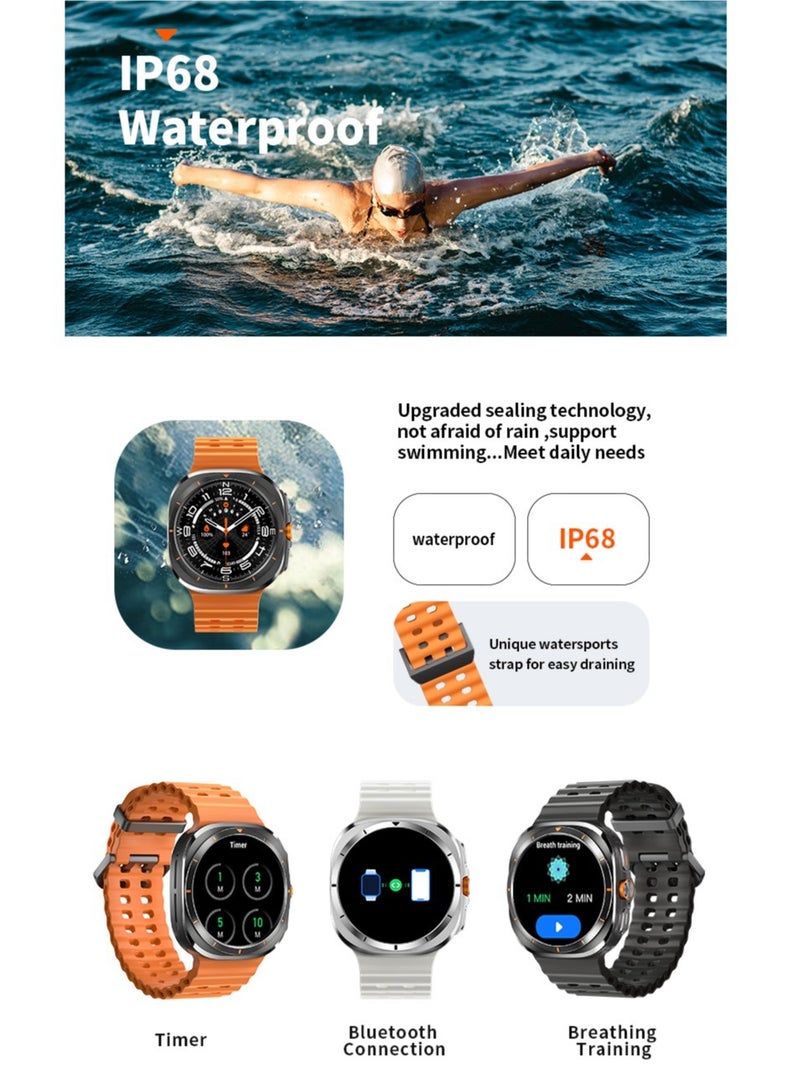 GPS NFC Compass Smart Watch Outdoor Sport Man AMOLED 466*466 Galaxy Watch 6 Upgraded Smartwatch(Orange)