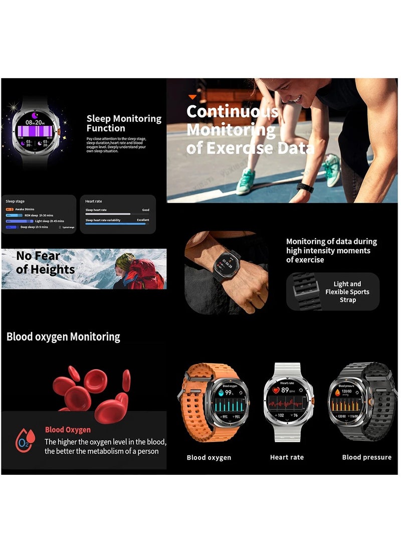 GPS NFC Compass Smart Watch Outdoor Sport Man AMOLED 466*466 Galaxy Watch 6 Upgraded Smartwatch(Orange)