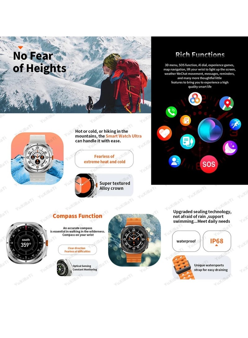GPS NFC Compass Smart Watch Outdoor Sport Man AMOLED 466*466 Galaxy Watch 6 Upgraded Smartwatch(Orange)