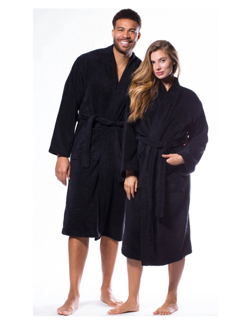 100% Cotton Shawl Bathrobe for Women and Men, Terry Bathrobe Hotel and Spa quality, Highly Absorbent And Light Weight With Pockets- Unisex