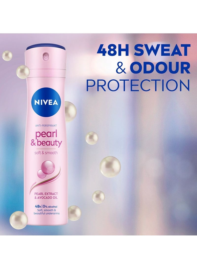 Pearl And Beauty Antiperspirant For Women Extracts Spray 150ml (Pack of 6)