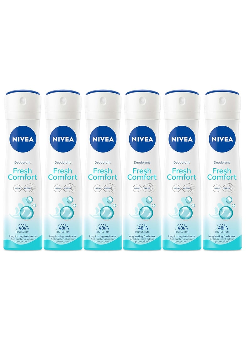 Fresh Comfort Deodorant Spray For Women 150ml (Pack of 6)