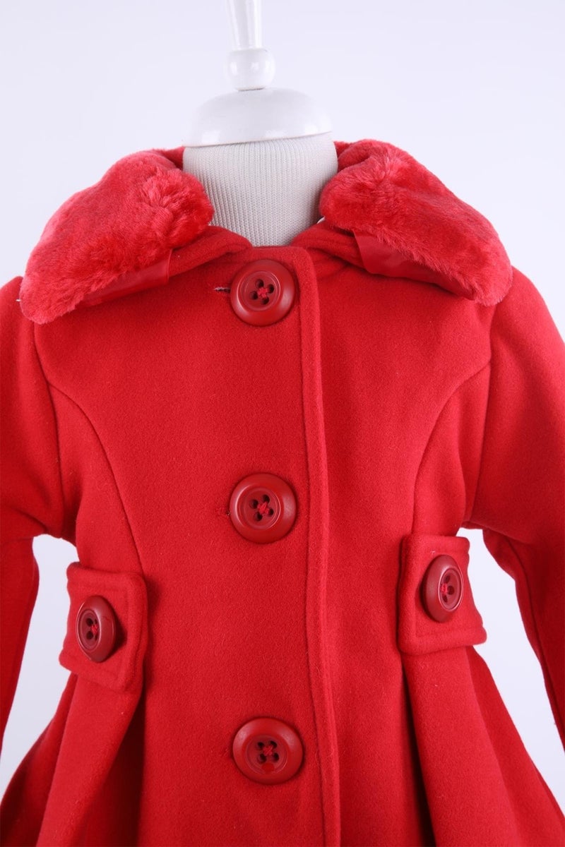 Babyhola Baby Girl Child Fur Collar Lined Stash Coat Winter 13487