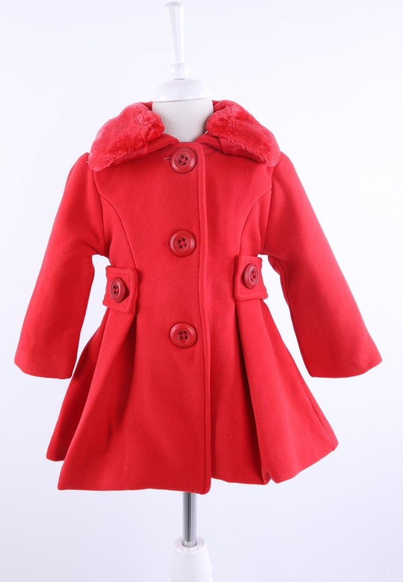 Babyhola Baby Girl Child Fur Collar Lined Stash Coat Winter 13487