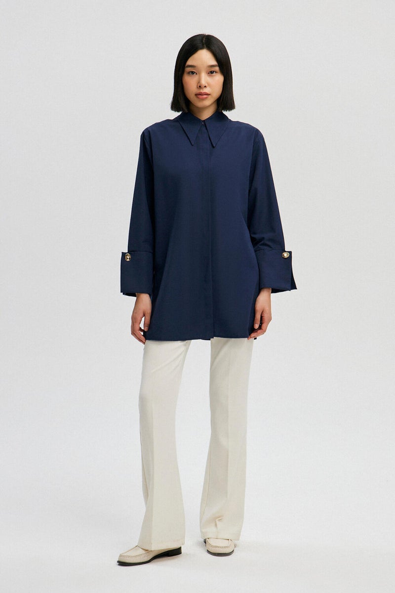 Wide Cuff Poplin Shirt