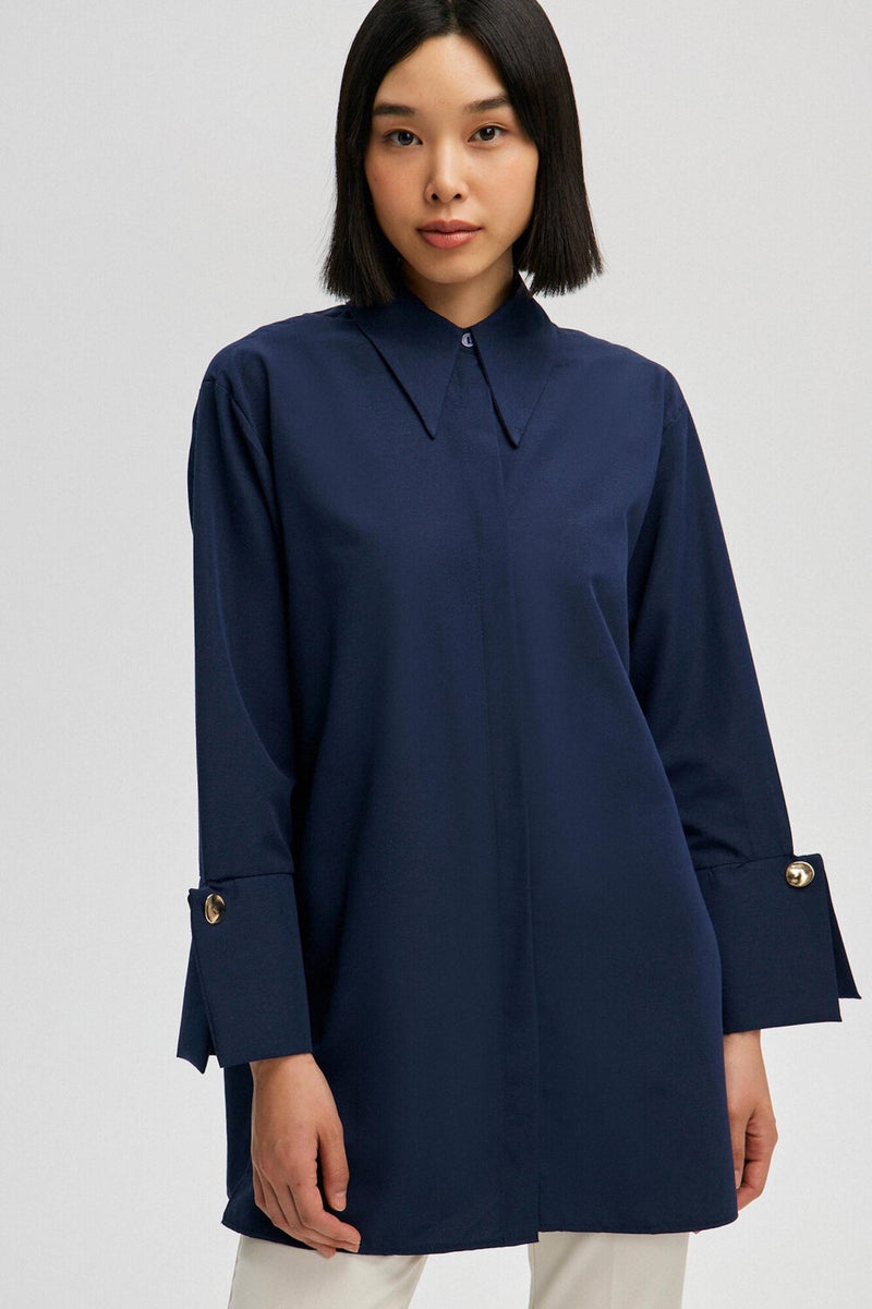 Wide Cuff Poplin Shirt