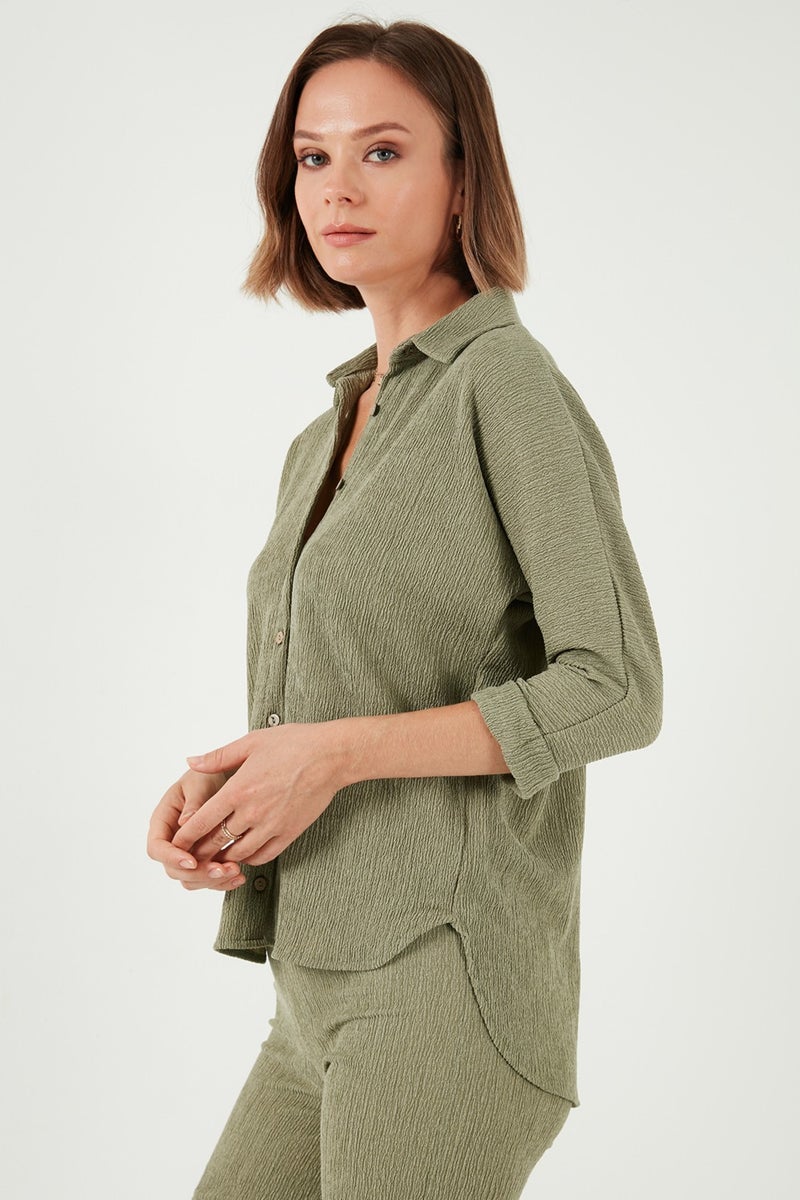 Stretch Regular Fit Textured Shirt Women's Shirt 5865975