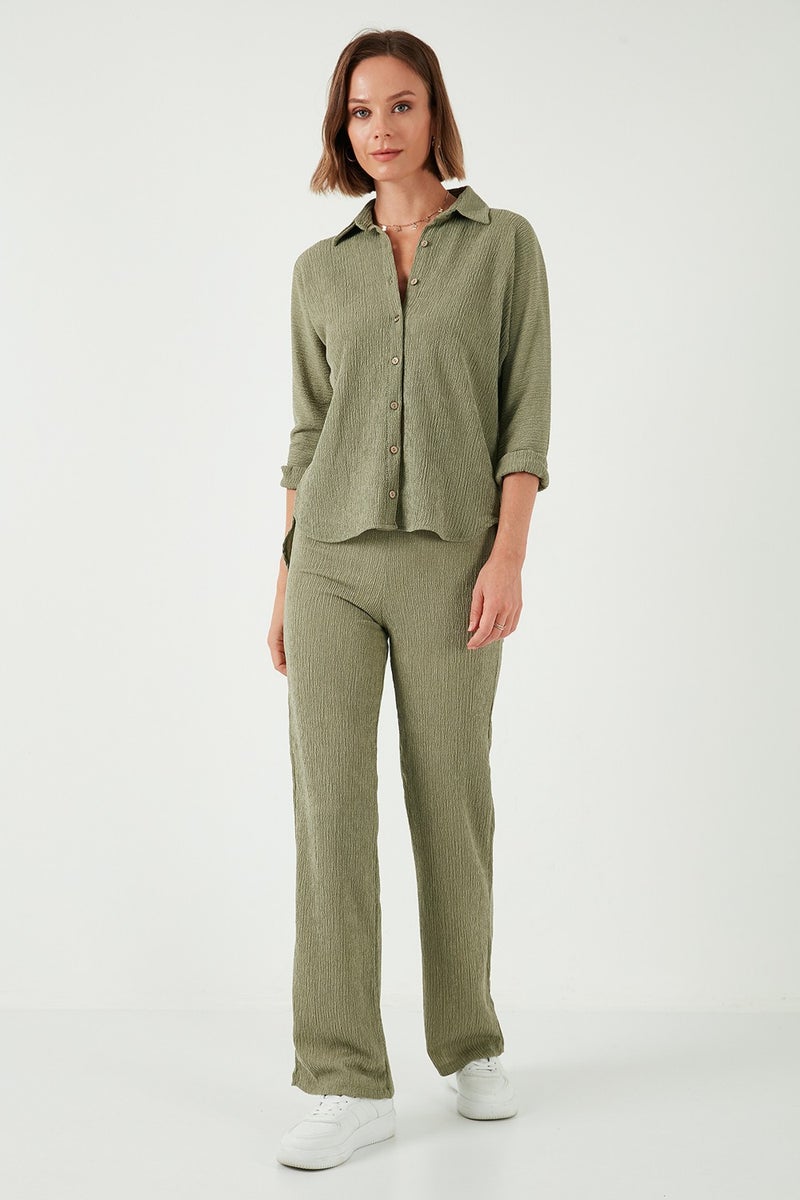 Stretch Regular Fit Textured Shirt Women's Shirt 5865975