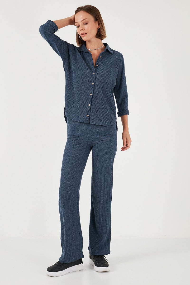Stretch Regular Fit Textured Shirt Women's Shirt 5865975