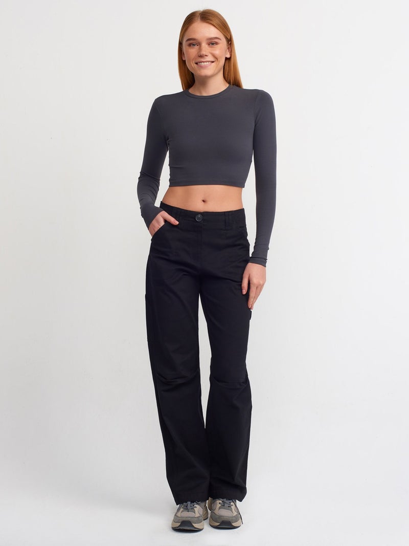 30349 Crew Neck Long Sleeve Top-Anthracite