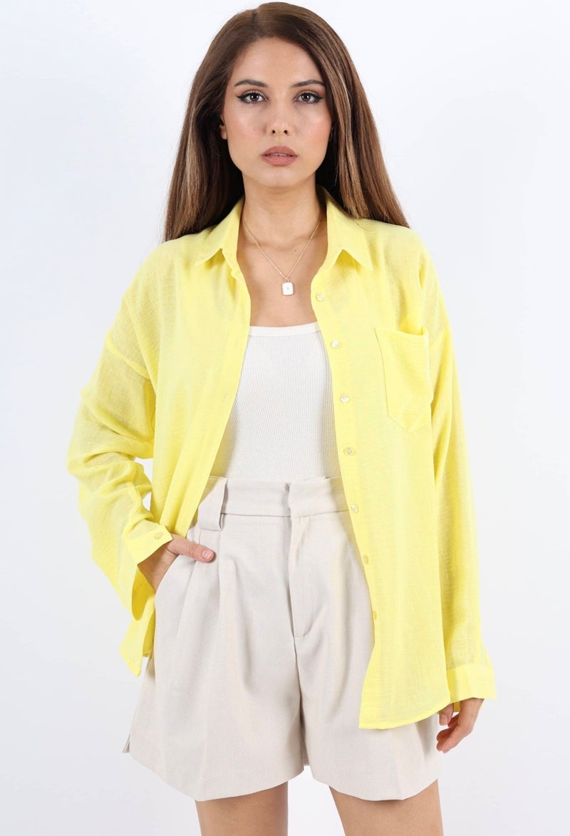 Women's Well Yellow Linen Shirt