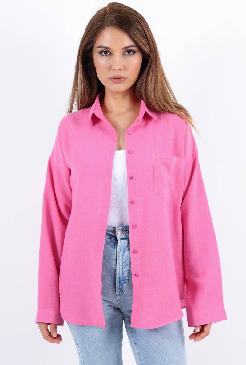 Women's Well Pink Linen Shirt