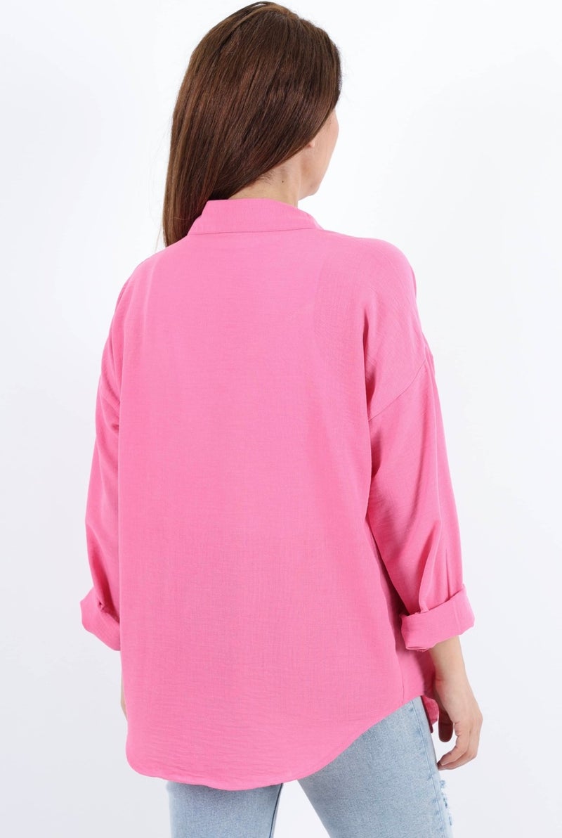 Women's Well Pink Linen Shirt
