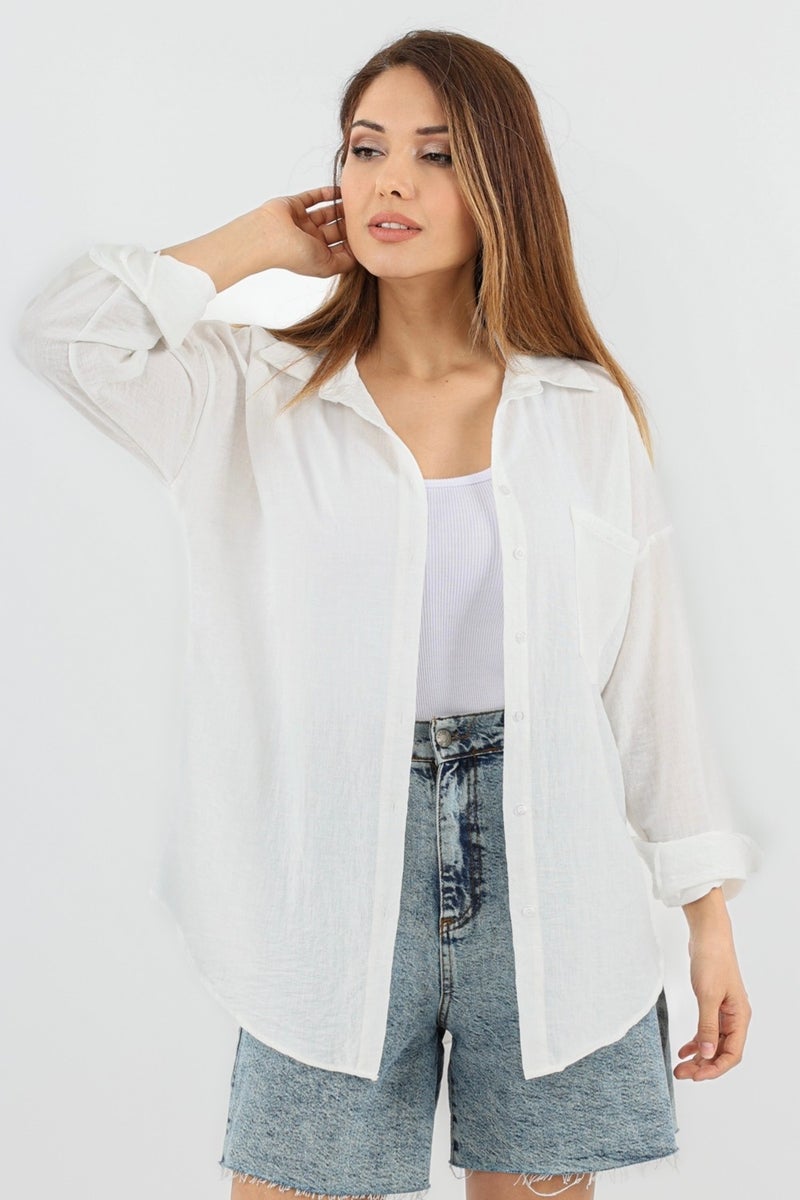 Women's Well Ecru Linen Shirt