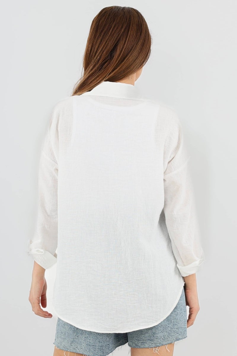 Women's Well Ecru Linen Shirt