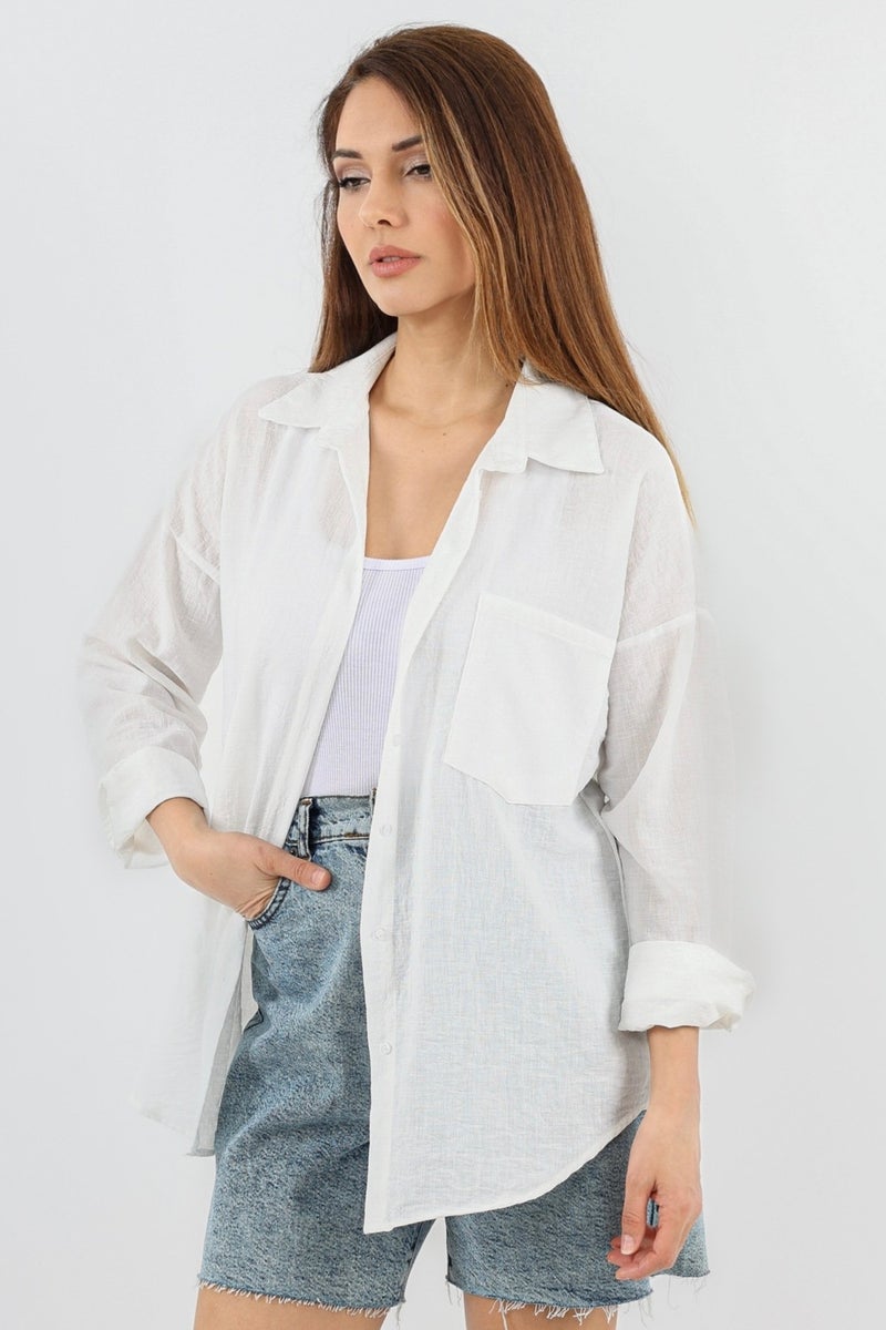 Women's Well Ecru Linen Shirt