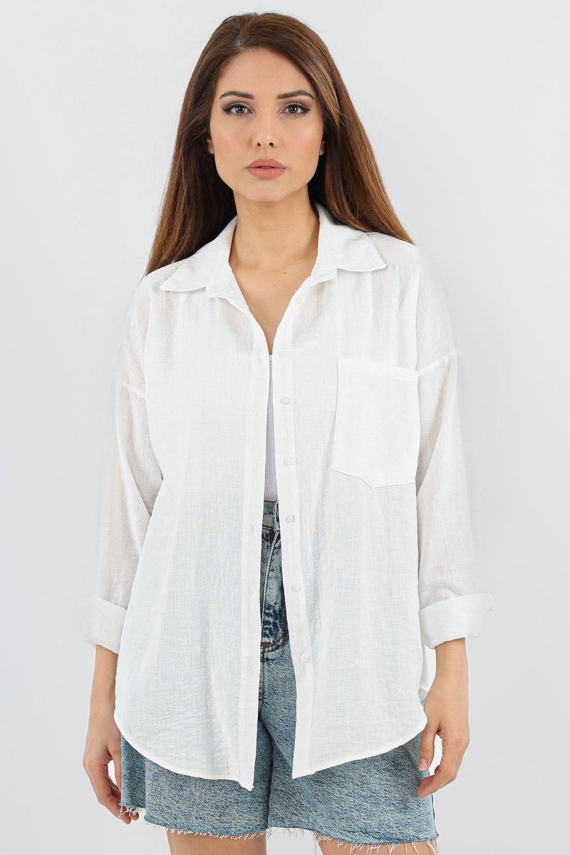 Women's Well Ecru Linen Shirt
