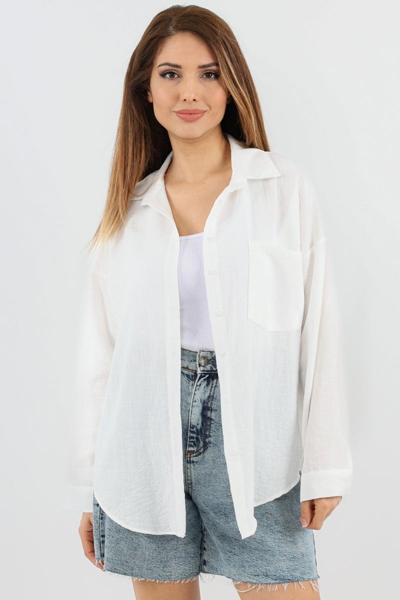 Women's Well Ecru Linen Shirt