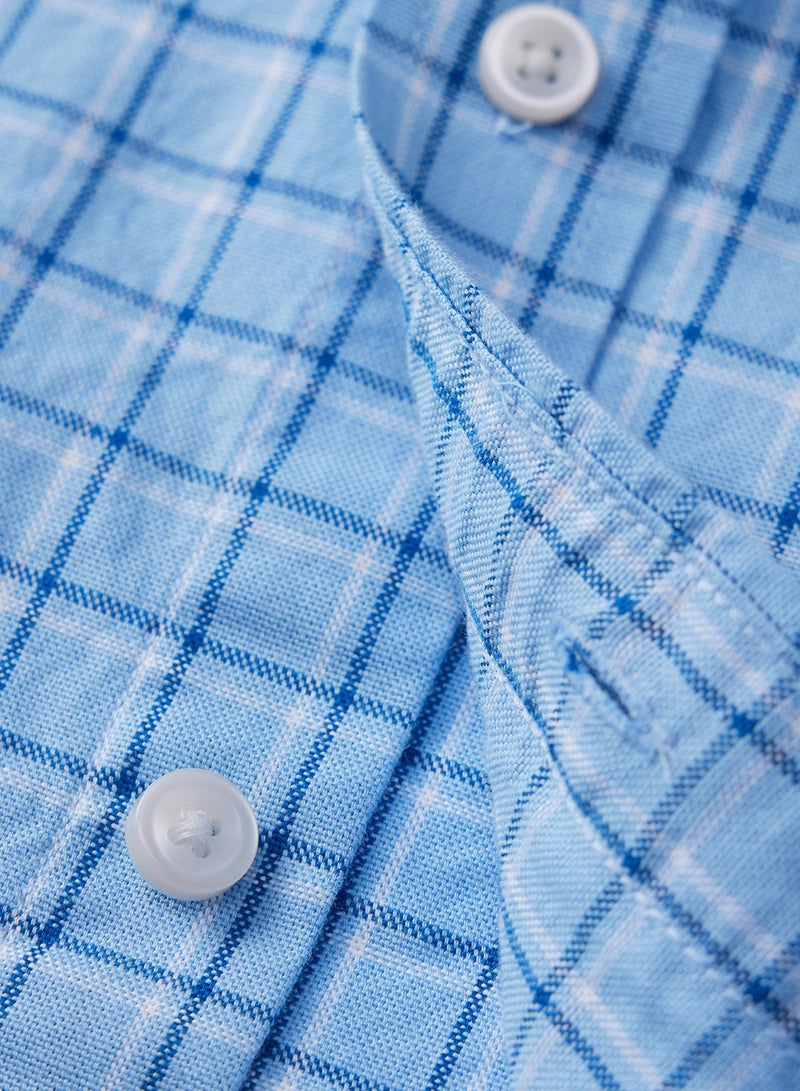 Men's Shirt with Small Lion Embroidery Blue
