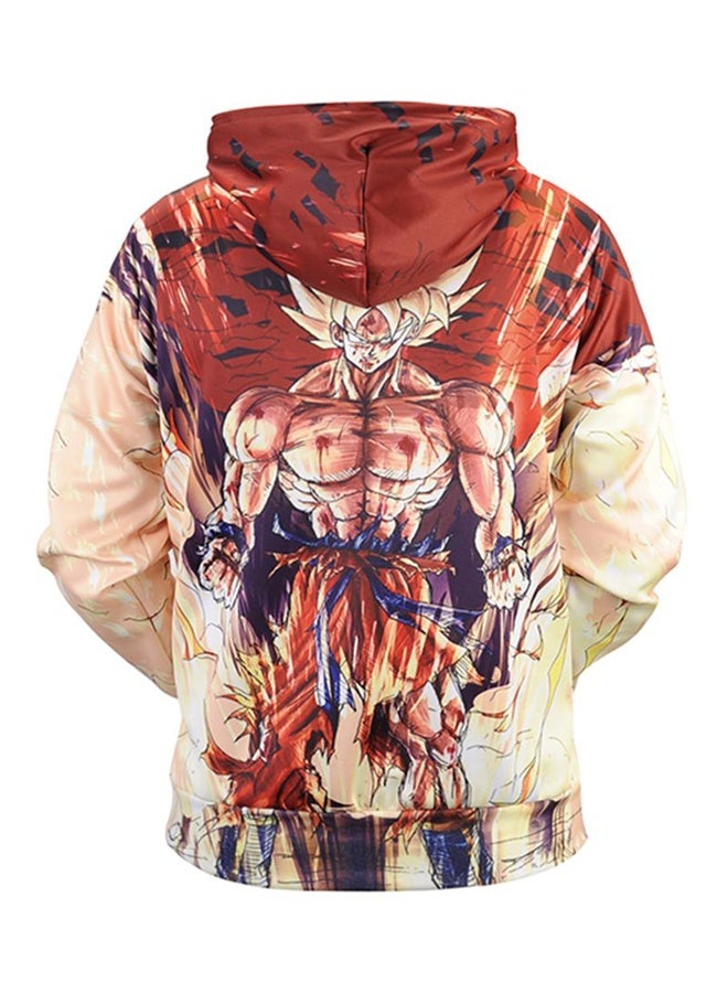 3D Dragon Ball Z Printed Hoodie Orange/Beige/Blue