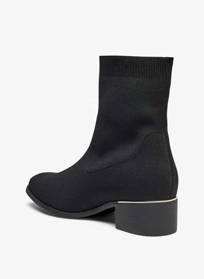 Women Solid Slip-On Ankle Boots with Block Heels