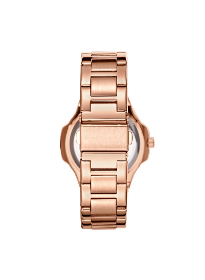 Kenneth Scott Women's Watch, Analog Display and Stainless Steel Strap - K24507-RBKP, Rose Gold