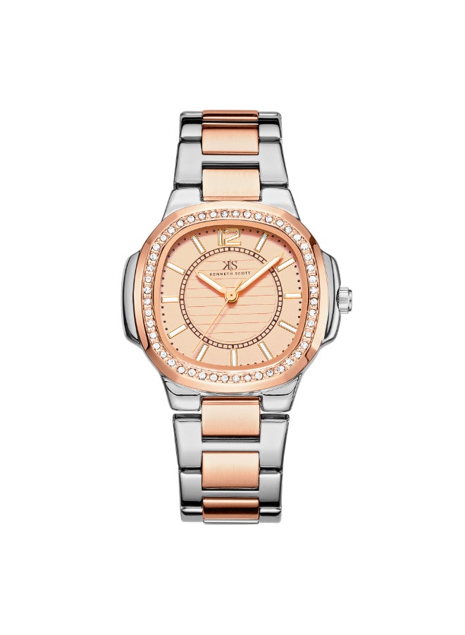 Kenneth Scott Women's Watch, Analog Display and Stainless Steel Strap - K24507-KBKK, Rose Gold