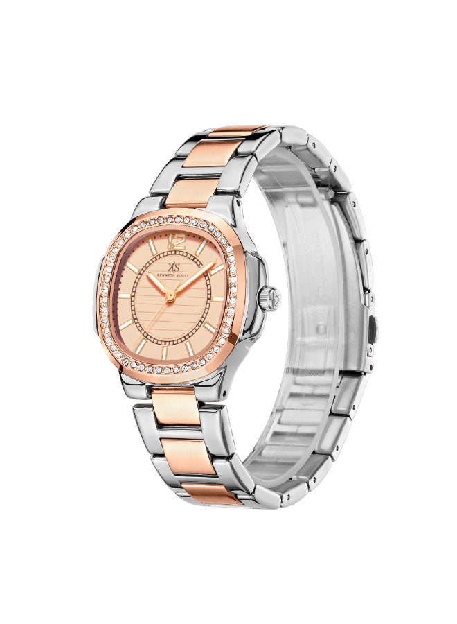 Kenneth Scott Women's Watch, Analog Display and Stainless Steel Strap - K24507-KBKK, Rose Gold