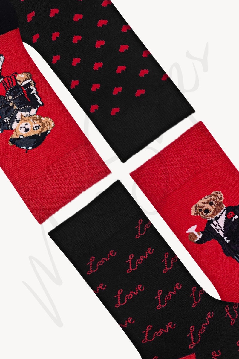 Gift Boxed 4-Piece Teddy Bear Valentine's Day Socks