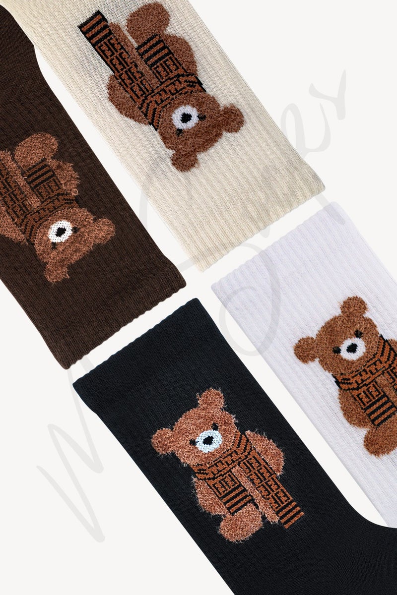 4-Piece Plush Teddy Bear Bear Socks