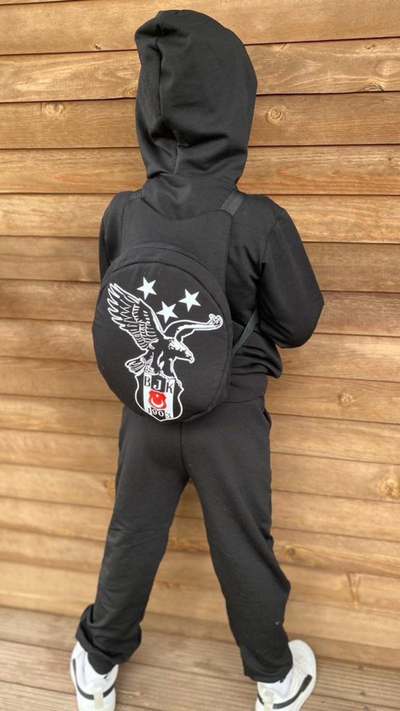 Blue Boncuk Kids Fan Bag Tracksuit Set Black